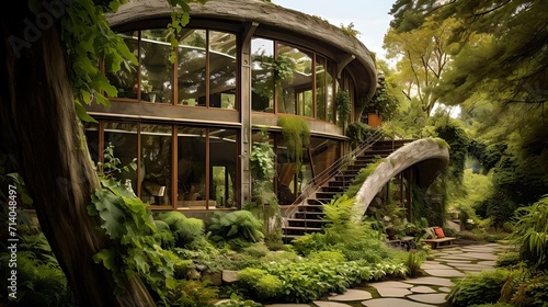 Contemporary House Blending with Nature: Green Living photo