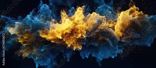 Dark blue and gold particle background