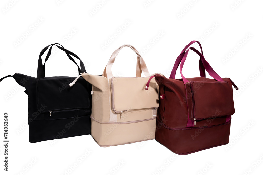 Women's colorful bags isolated on white background Women's colorful bags isolated on white background