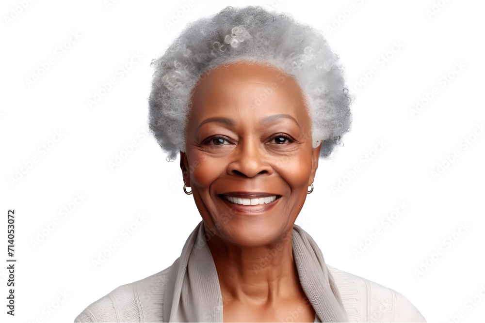 close-up portrait of a senior old black african american woman with grey hair, studio photo, isolated on white background. close-up portrait of a senior old black african american woman with grey hair, studio photo, isolated on white background.