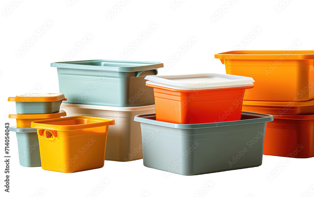 Stackable Plastic Storage on Transparent Background Stackable Plastic Storage on Transparent Background