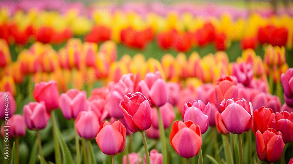 Spring background. Fields Of Tulips In The Springtime On A Flower Farm. Copy paste area for texture Spring background. Fields Of Tulips In The Springtime On A Flower Farm. Copy paste area for texture
