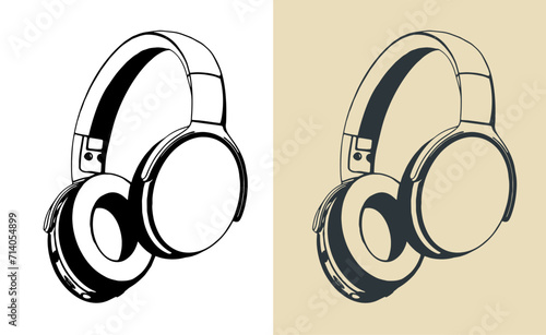 Wireless headphones illustrations photo