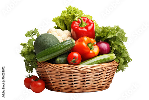 Vegetables in Basket Isolated on transparent background. Generative AI