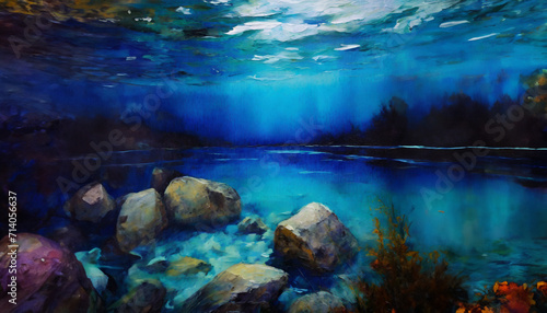 scenario of an underwater lake background ai art 