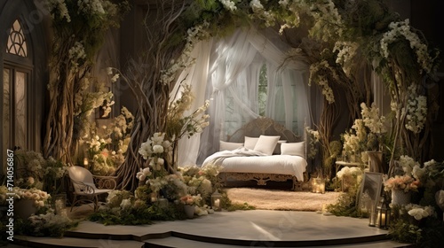Enchanted Forest Wedding Room Wallpaper  Generative AI