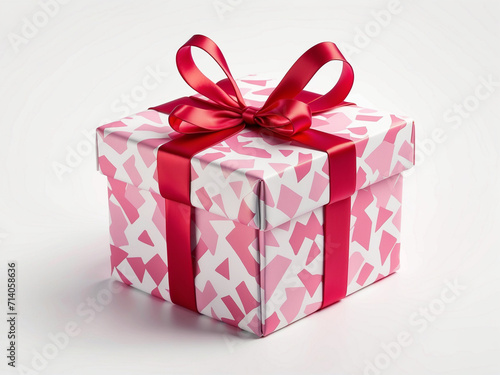 Photo of a pink gift and red ribbon 13
