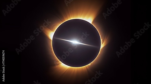 Total solar eclipse with a bright solar corona on a dark background photo