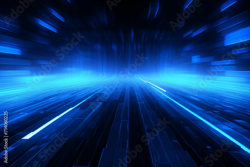 Blue Wave Energy Flow Abstract Design with Light Lines and Fractal Motion.