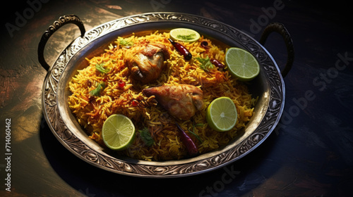A plate of spicy chicken biryani, a flavorful and popular choice for Ramadhan meals