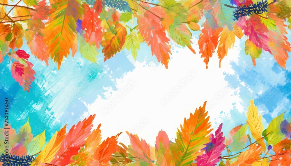 鮮やかな秋の落ち葉フレーム