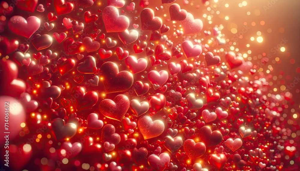 Blurred gold glitter red hearts background. Ideal for Love Themed Event Graphics and Promotions. Valentine's Day Blurred gold glitter red hearts background. Ideal for Love Themed Event Graphics and Promotions. Valentine's Day