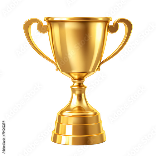 Gold trophy cup isolated on transparent or white background, png