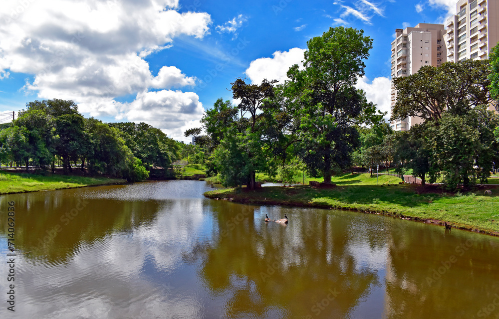 Partial view of public park in Ribeirao Preto, Sao Paulo, Brazil