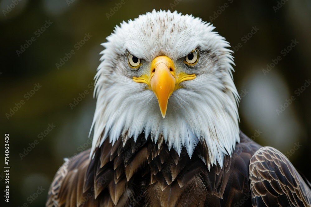 Shot of an eagle stoic gaze epitomizing the spirit of the untamed wilderness Shot of an eagle stoic gaze epitomizing the spirit of the untamed wilderness