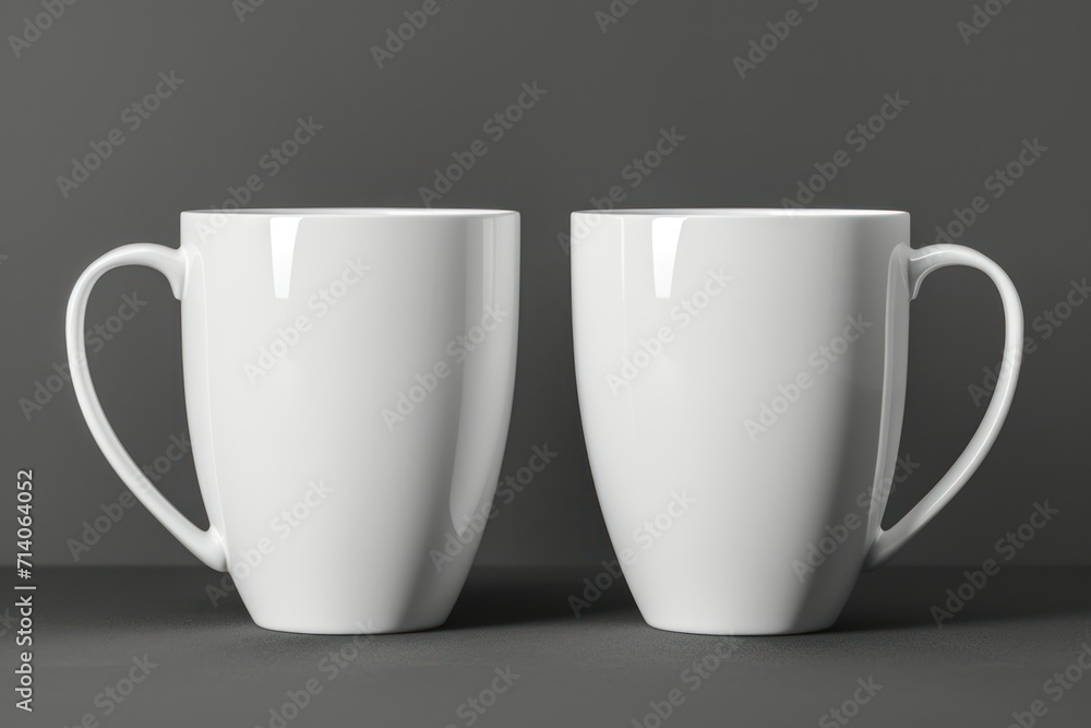 two white mugs are shown in the pose two white mugs are shown in the pose