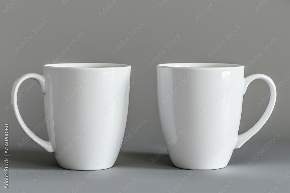 two white mugs are shown in the pose two white mugs are shown in the pose