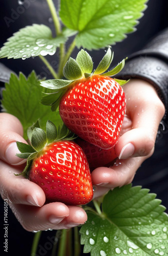 strawberries in the hands of a young girl3 photo