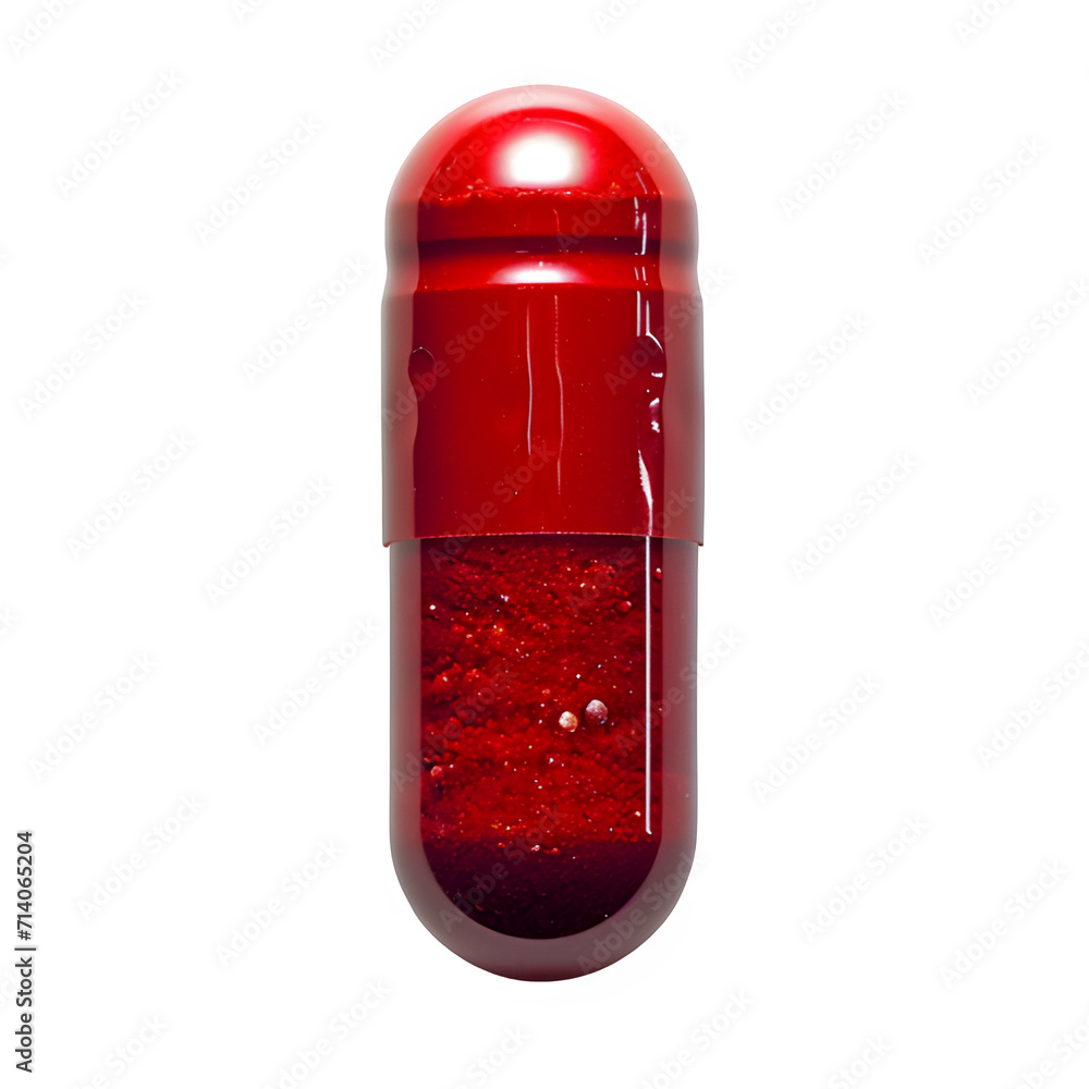 red capsule pill isolated on transparent background ,generative ai red capsule pill isolated on transparent background ,generative ai