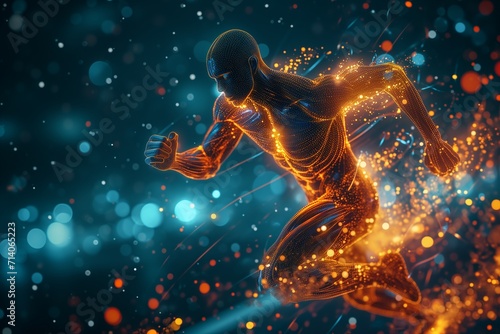 silhouette of running burning athlete photo
