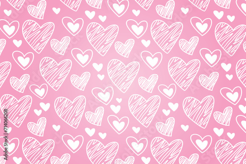 Vector love heart pattern, vector hand drawn Valentine's Day pattern, Valentine's Day background.