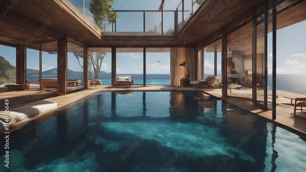 Obraz premium Home in Ocean Background Very cool