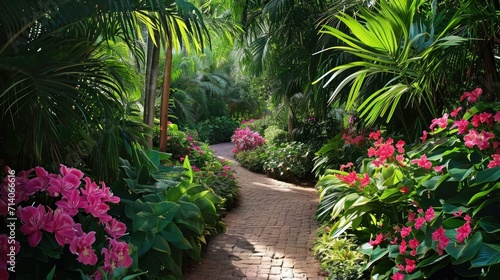 Tropical Paradise- Exotic Flowers and Lush Greenery in a Tropical Garden Oasis © Sri