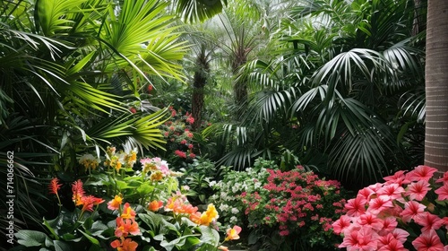 Tropical Paradise- Exotic Flowers and Lush Greenery in a Tropical Garden Oasis