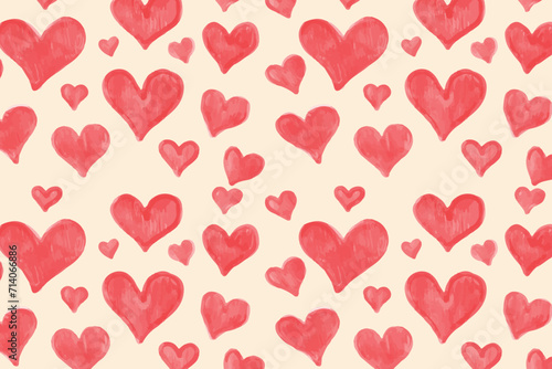 Vector love heart pattern  vector hand drawn Valentine s Day pattern  Valentine s Day background.