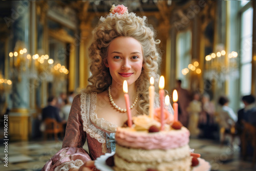 Marie-Antoinette von Österreich-Lothringen serving cake (generative AI)