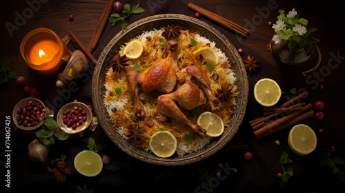 Fragrant biryani with tender pieces of chicken, a staple for Ramadan dinners