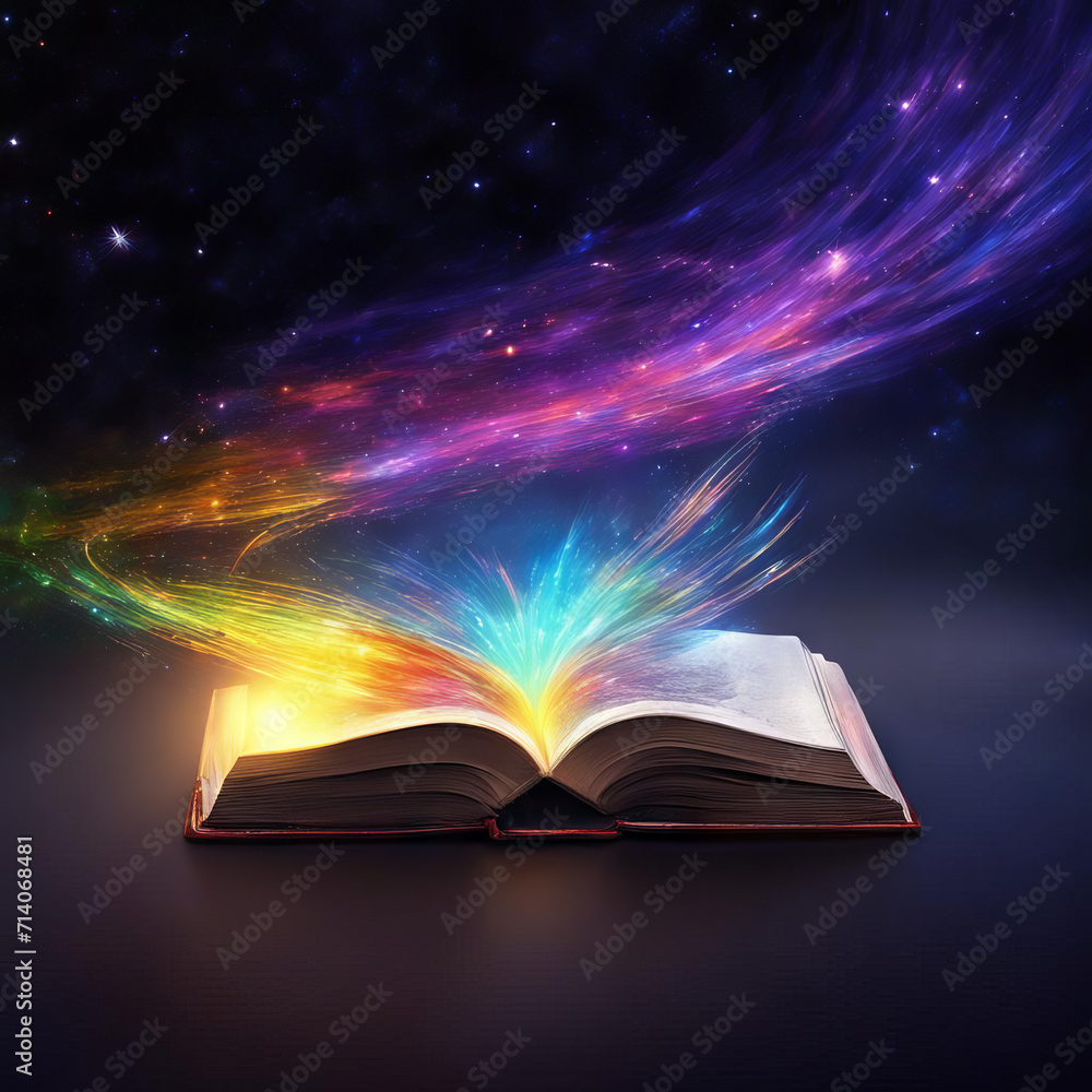 A star glow over an open book. A star glow over an open book.