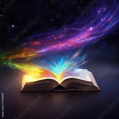 A star glow over an open book.