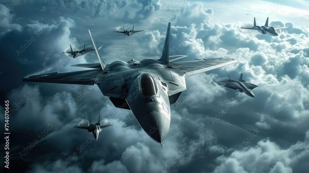 Military Aircraft Might- Powerful Fighter Jets and Precision Formation ...