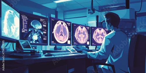 radiologists examining mammogram films or digital images