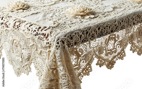 Delicate Lace Curtain on Transparent Background