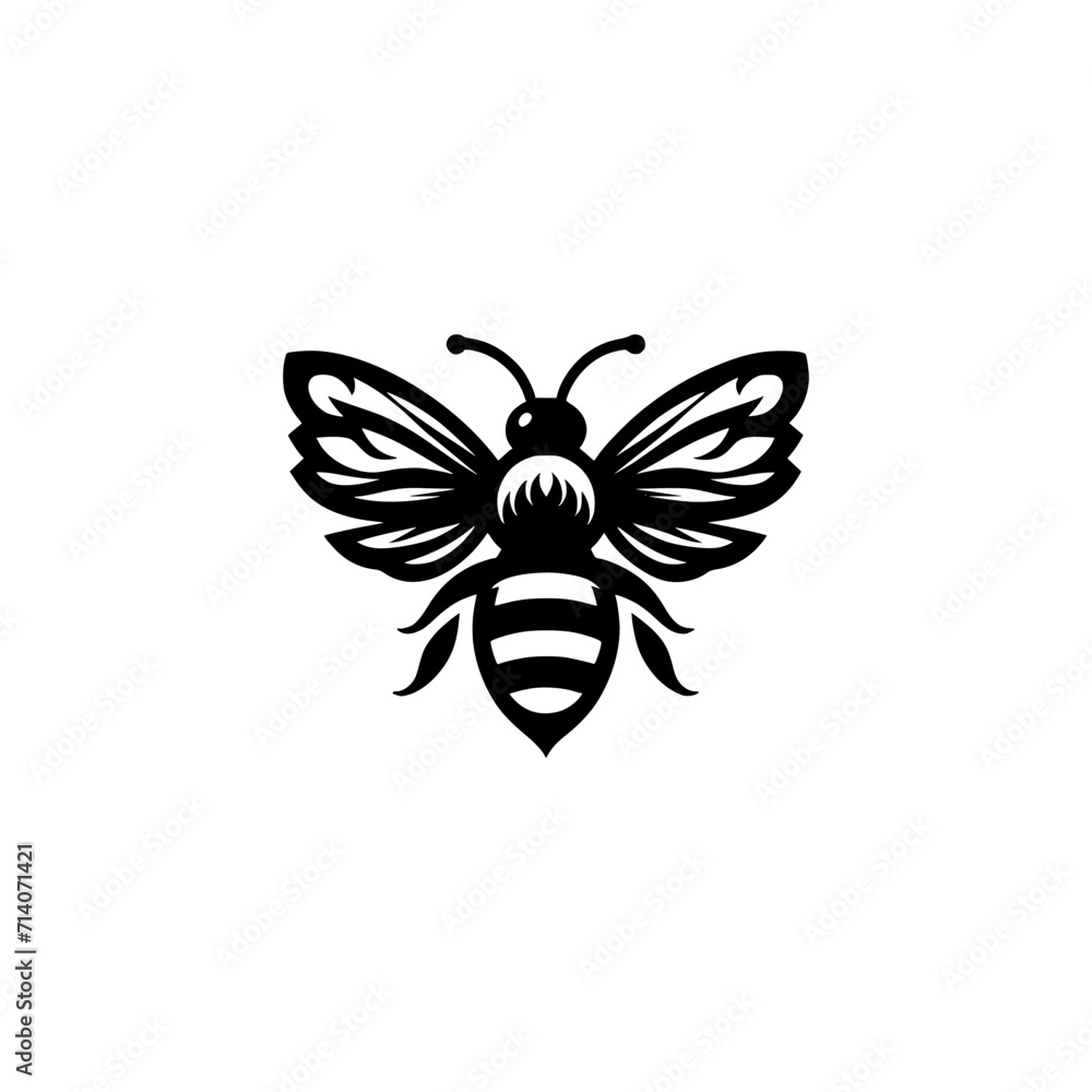 Professional black and white bee logo, suitable for a variety of industries. Minimalistic aesthetic, isolated on a white background. Silhouette icon of a wasp. simple logo of a honeybee. Professional black and white bee logo, suitable for a variety of industries. Minimalistic aesthetic, isolated on a white background. Silhouette icon of a wasp. simple logo of a honeybee.