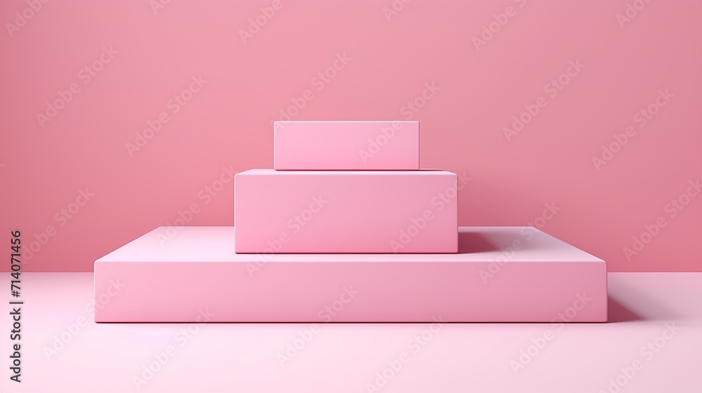 Transform your cosmetic beauty and fashion banner with a pink podium, crafting a minimal product display pedestal in an empty studio scene for a captivating concept. Generative Ai Transform your cosmetic beauty and fashion banner with a pink podium, crafting a minimal product display pedestal in an empty studio scene for a captivating concept. Generative Ai