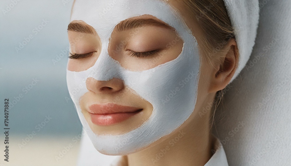Relaxed woman with a cosmetic mask on her face Relaxed woman with a cosmetic mask on her face