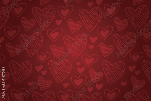 Vector love heart pattern  vector hand drawn Valentine s Day pattern  Valentine s Day background.