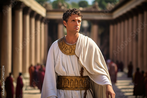Obraz na płótnie Gaius Julius Caesar Augustus also known as Octavian (Latin: Octavianus) as the founder of the Roman Empire (generative AI) w salonie