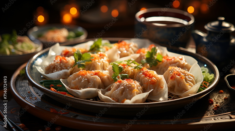 hot restaurant processed siomai with chili sauce hot restaurant processed siomai with chili sauce