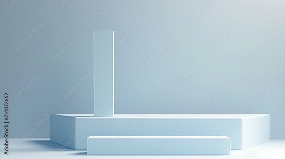 Explore an abstract minimal scene with a geometric podium for showcasing cosmetic products. Blue studio background for a stylish stage showcase on a pedestal stand. Generative AI Explore an abstract minimal scene with a geometric podium for showcasing cosmetic products. Blue studio background for a stylish stage showcase on a pedestal stand. Generative AI