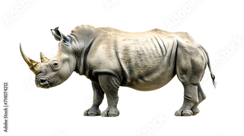 Majestic White Rhino Standing in Front of Plain White Background