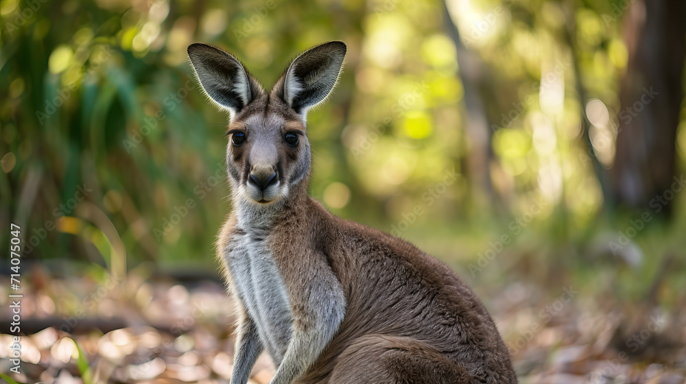 kangaroo in the grass looking at camera kangaroo in the grass looking at camera