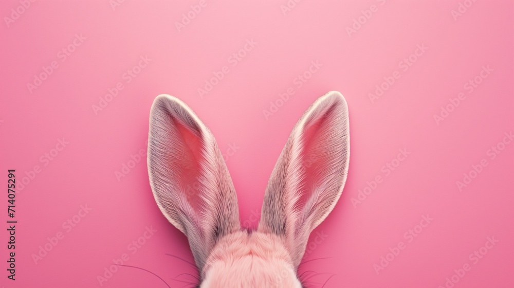 Obraz premium Rabbit ears stick out on a pink background