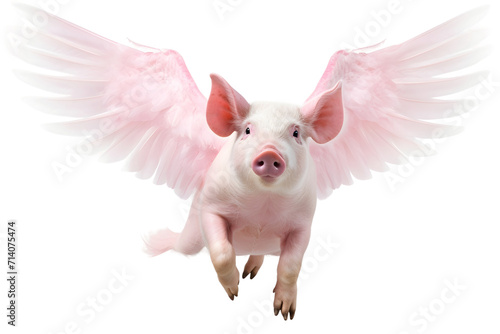 pig flying with wing isolated on transparent background photo