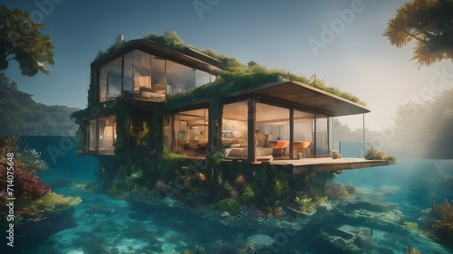 Home in Ocean Background Very cool