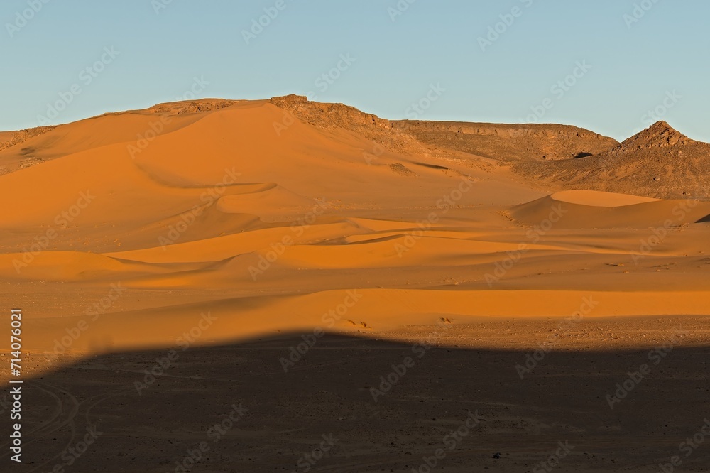 Sand Dunes Noires in Tadrart Rouge, Tassili n Ajjer National Park. Sahara, Algeria, Africa.