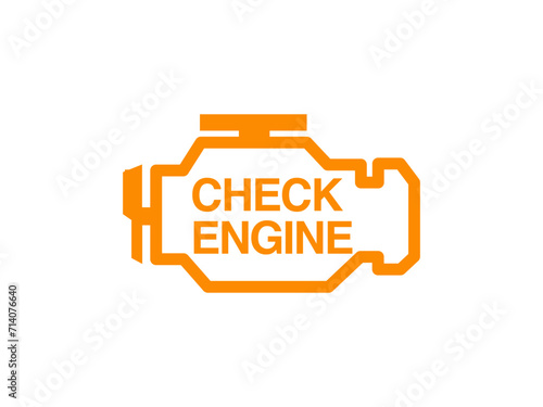 check engine light Sticker sign check engine warning sign isolated in grey background
